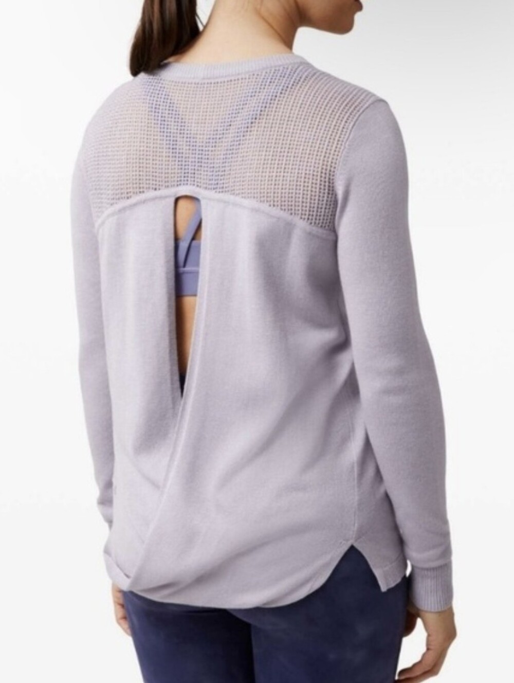 Lululemon Back To Balance Cashmere Blend  Sweater Iced Iris Open Back Size Small
